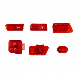 INTERRUPTOR (BOTON) ENCENDIDO/LUCES/DIRECCIONALES/CLAXON/INTERMITENTES SET MOTONETA ROJO 12V